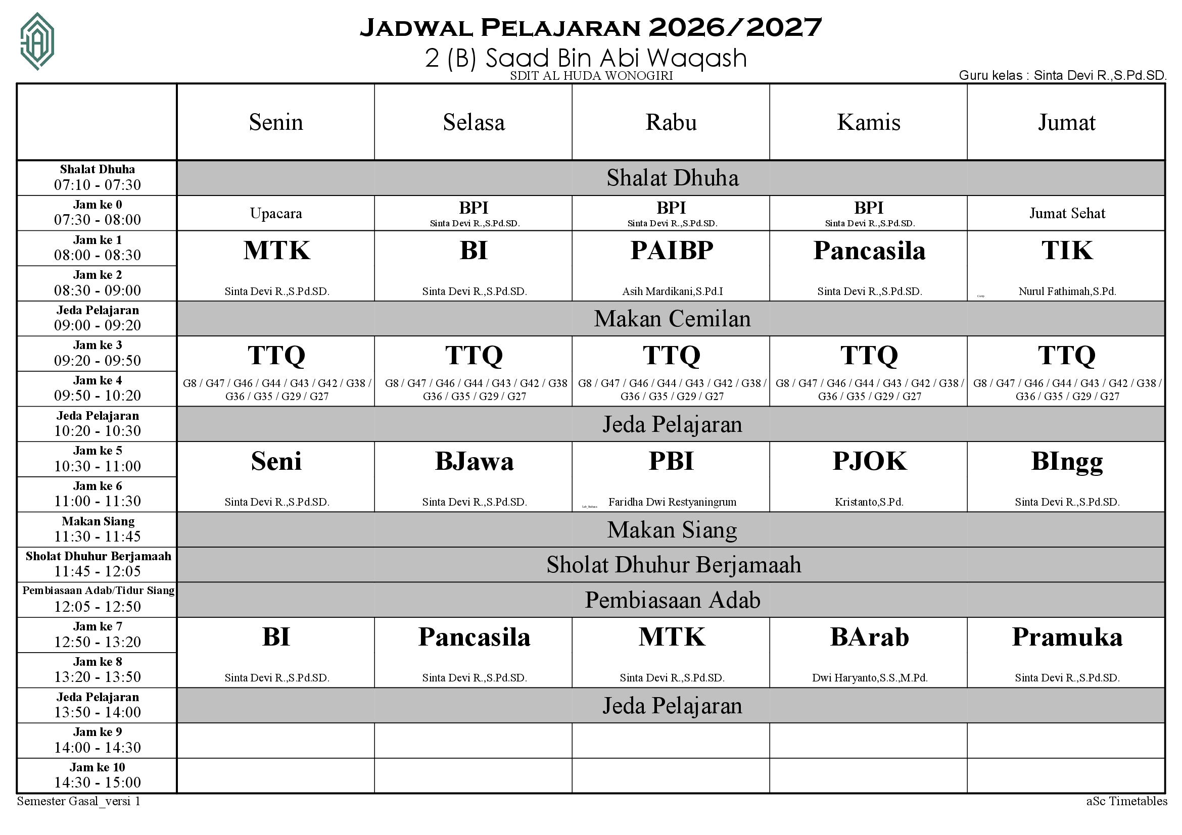 Jadwal 2 (B) Saad Bin Abi Waqash