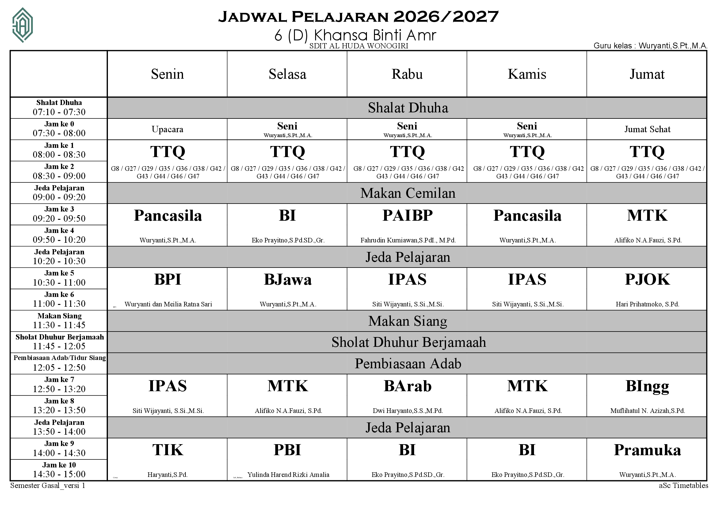 Jadwal 6 (D) Khansa Binti Amr